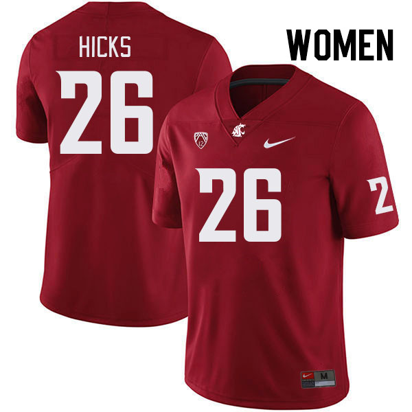 Women #26 Davon Hicks Washington State Cougars College Football Jerseys Stitched Sale-Crimson